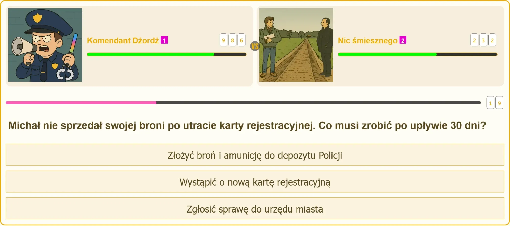 Mężczyzna składający broń do depozytu Policji