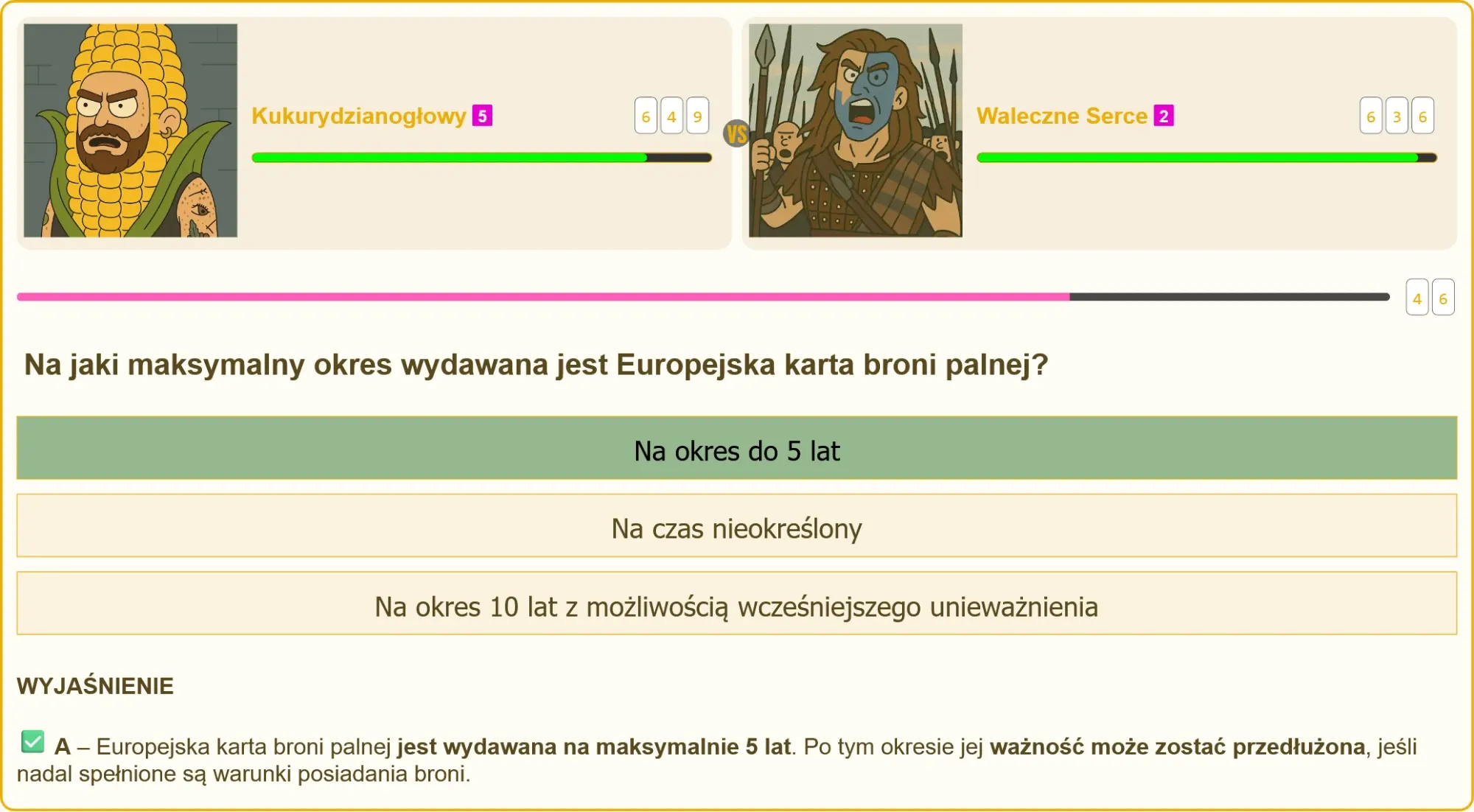 Strzelec rozwiązujący test na patent strzelecki