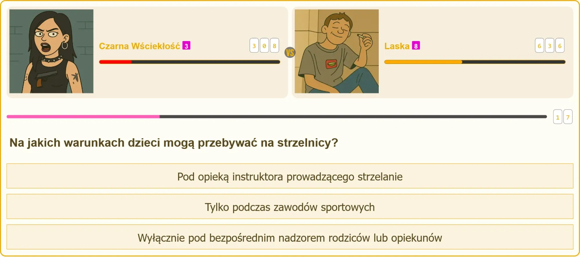 Dzieci na strzelnicy pod opieką dorosłych