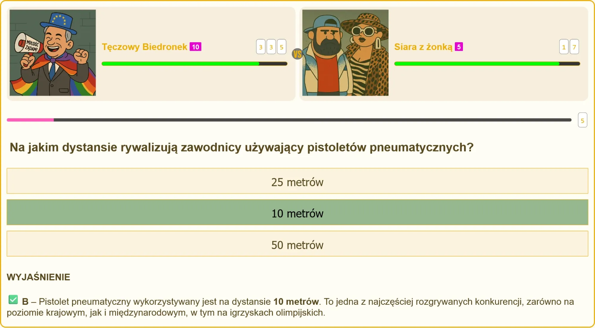Schemat strzelnicy z zaznaczonym dystansem 10 metrów