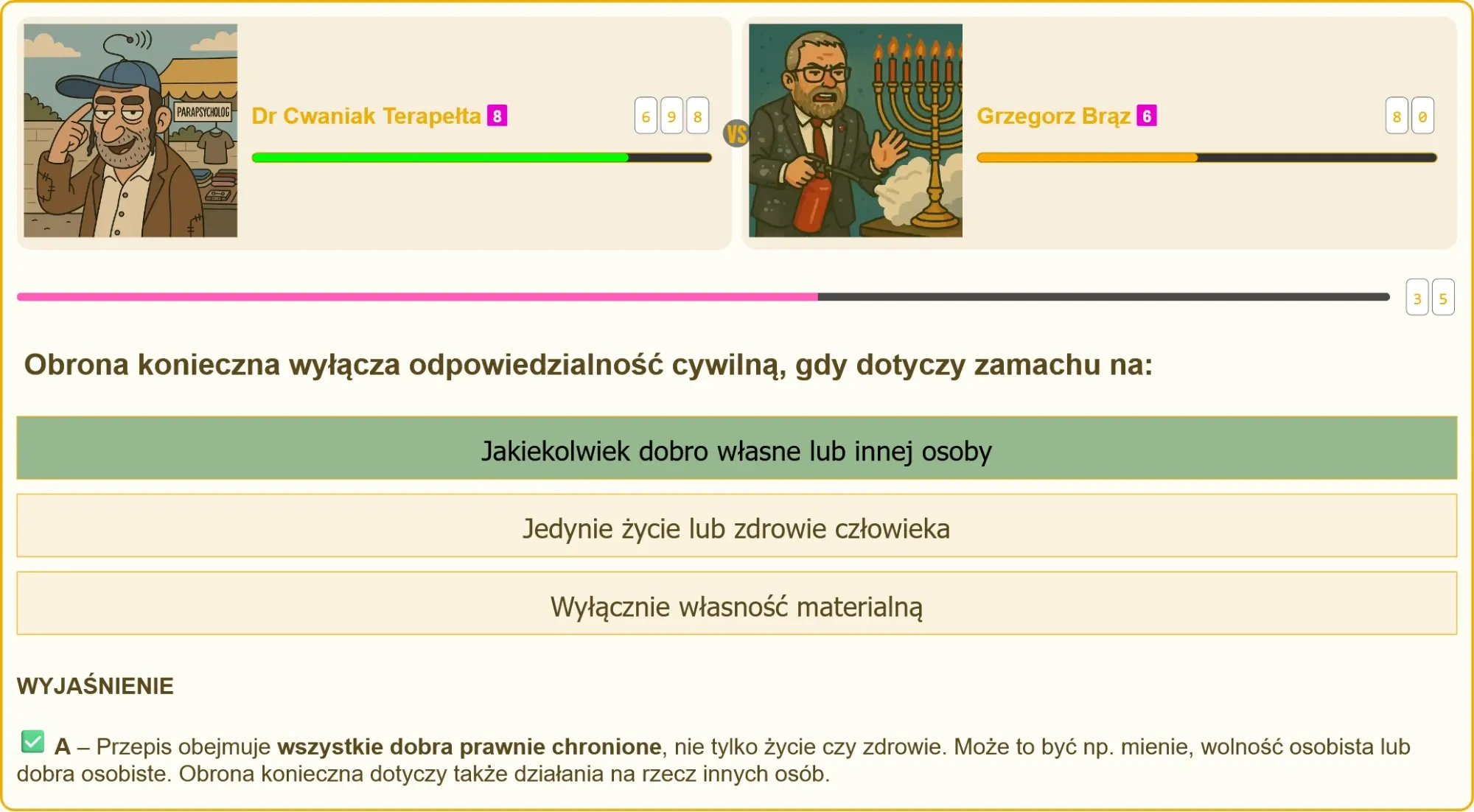 Test na patent strzelecki - pytanie o obronę konieczną