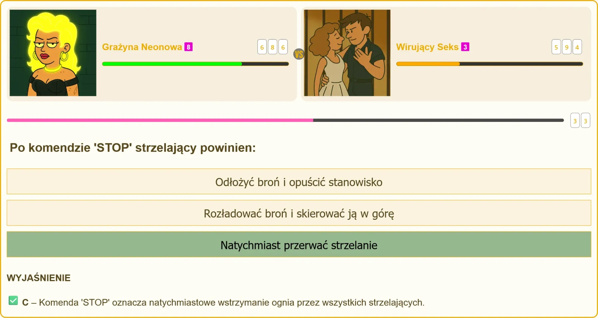 Egzamin na patent strzelecki – pytanie o komendę STOP