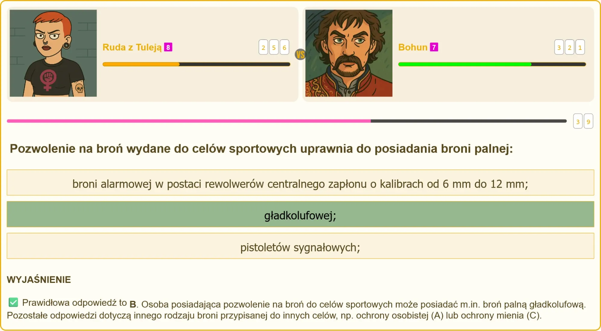 Przykładowe pytanie egzaminacyjne na pozwolenie na broń