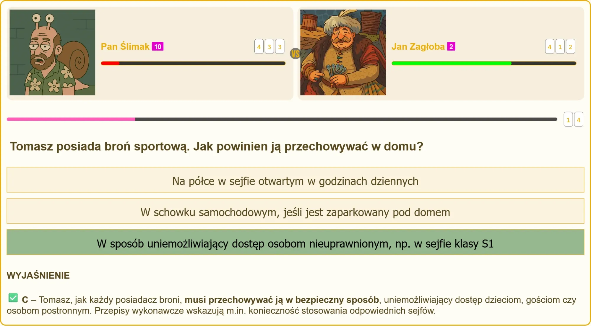 Pojedynek testowy na patent strzelecki - pytanie o przechowywanie broni