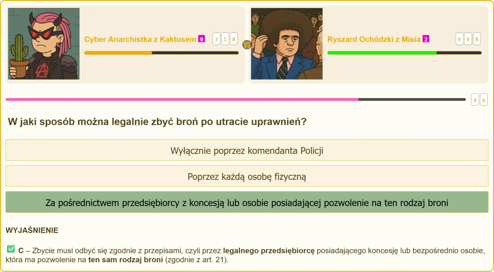 Pytanie testowe na patent strzelecki o zbyciu broni