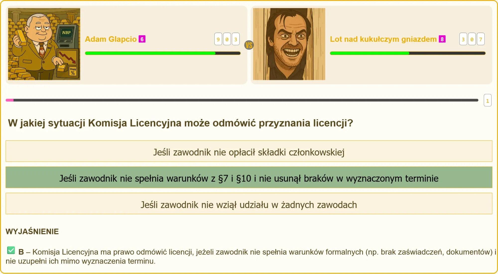 Zawodnik przygotowujący się do egzaminu strzeleckiego