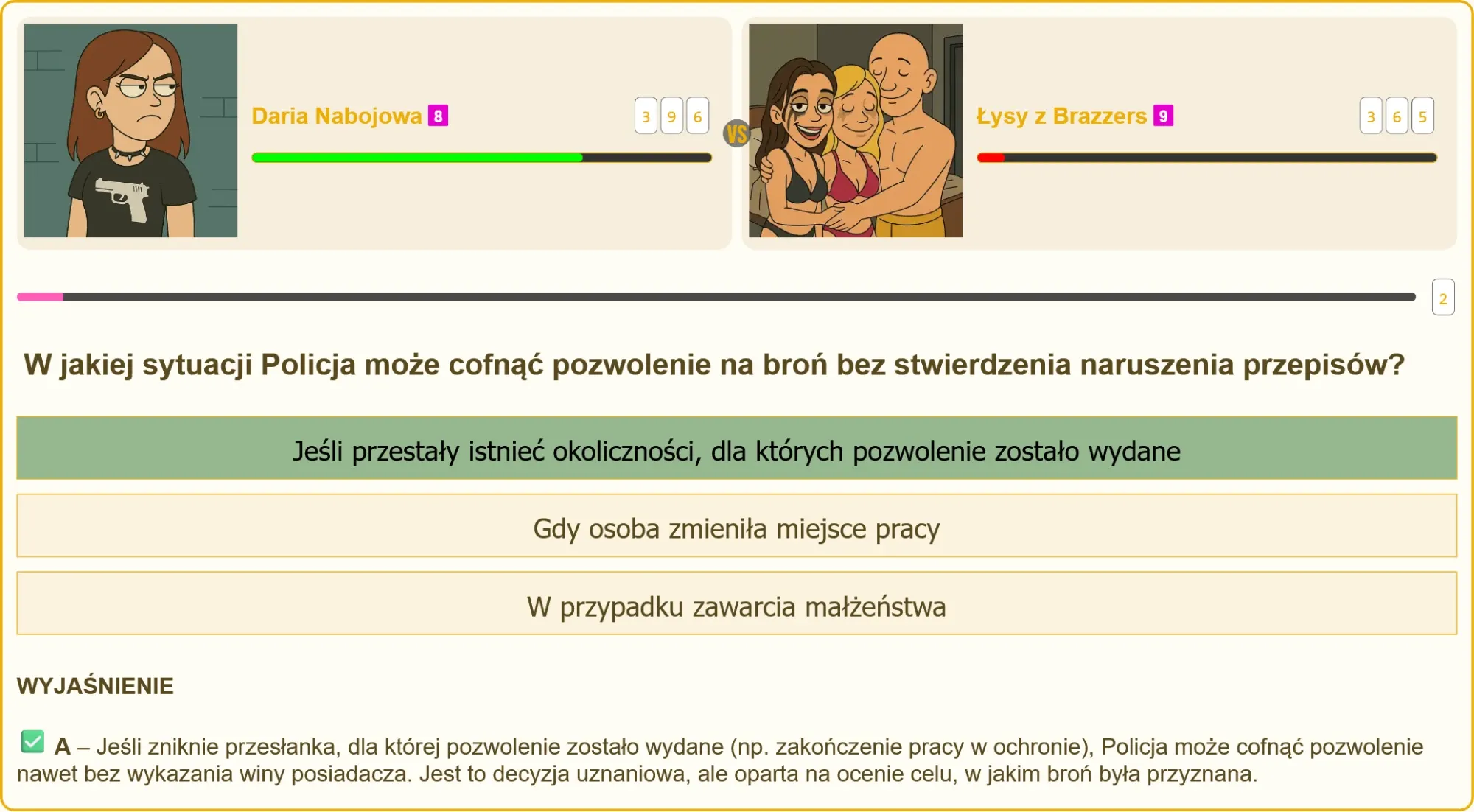Pojedynek wiedzy o pozwoleniu na broń - Daria Nabojowa vs Łysy z Brazzers