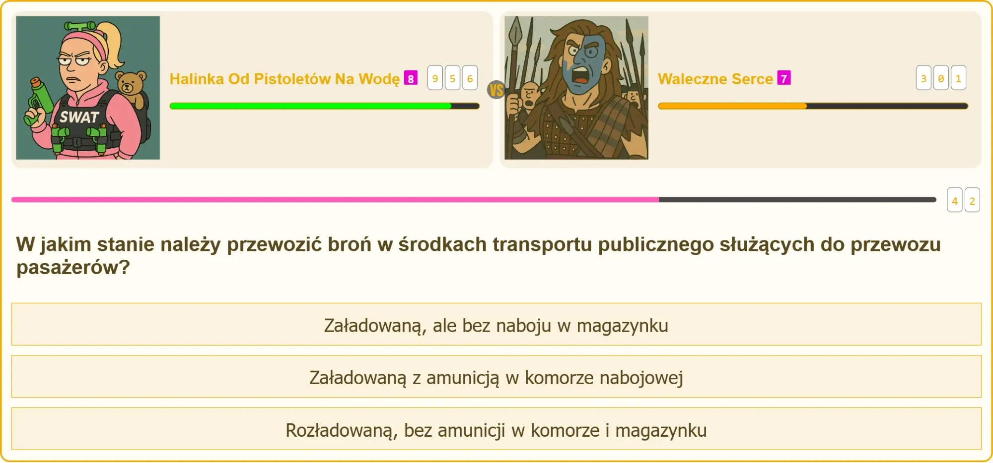 Pojedynek na testach patentu strzeleckiego - transport broni