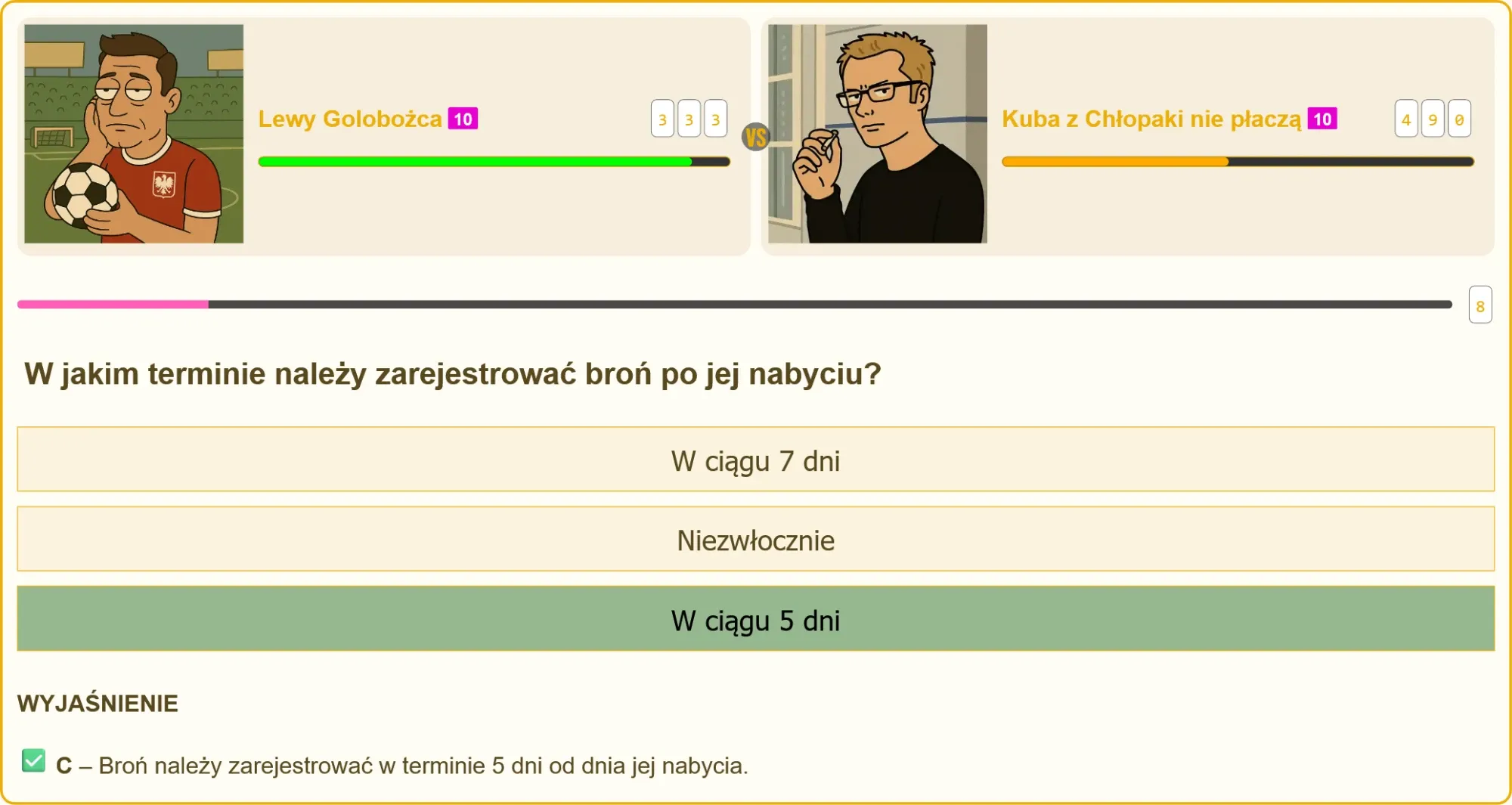 Termin rejestracji broni - 5 dni od nabycia zgodnie z ustawą