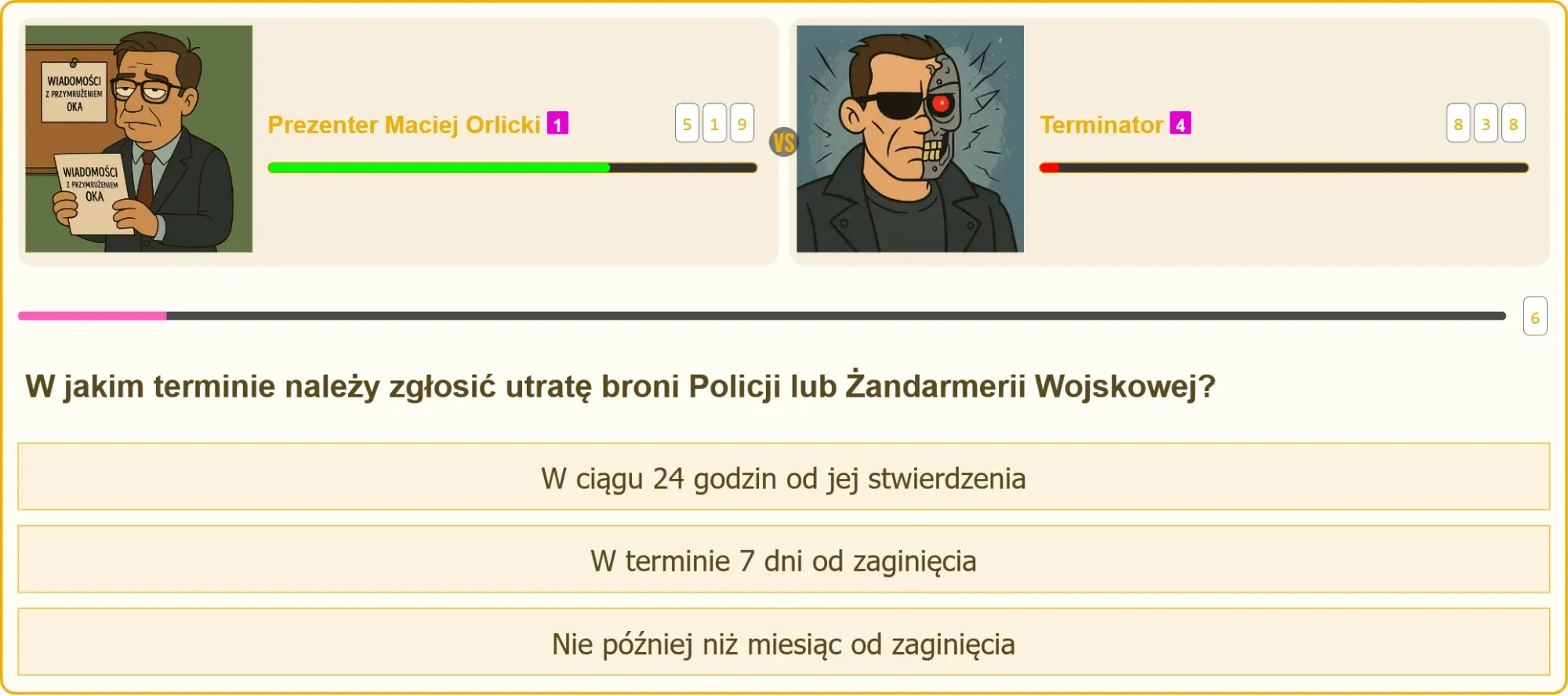 Zegar odliczający 24 godziny na zgłoszenie utraty broni