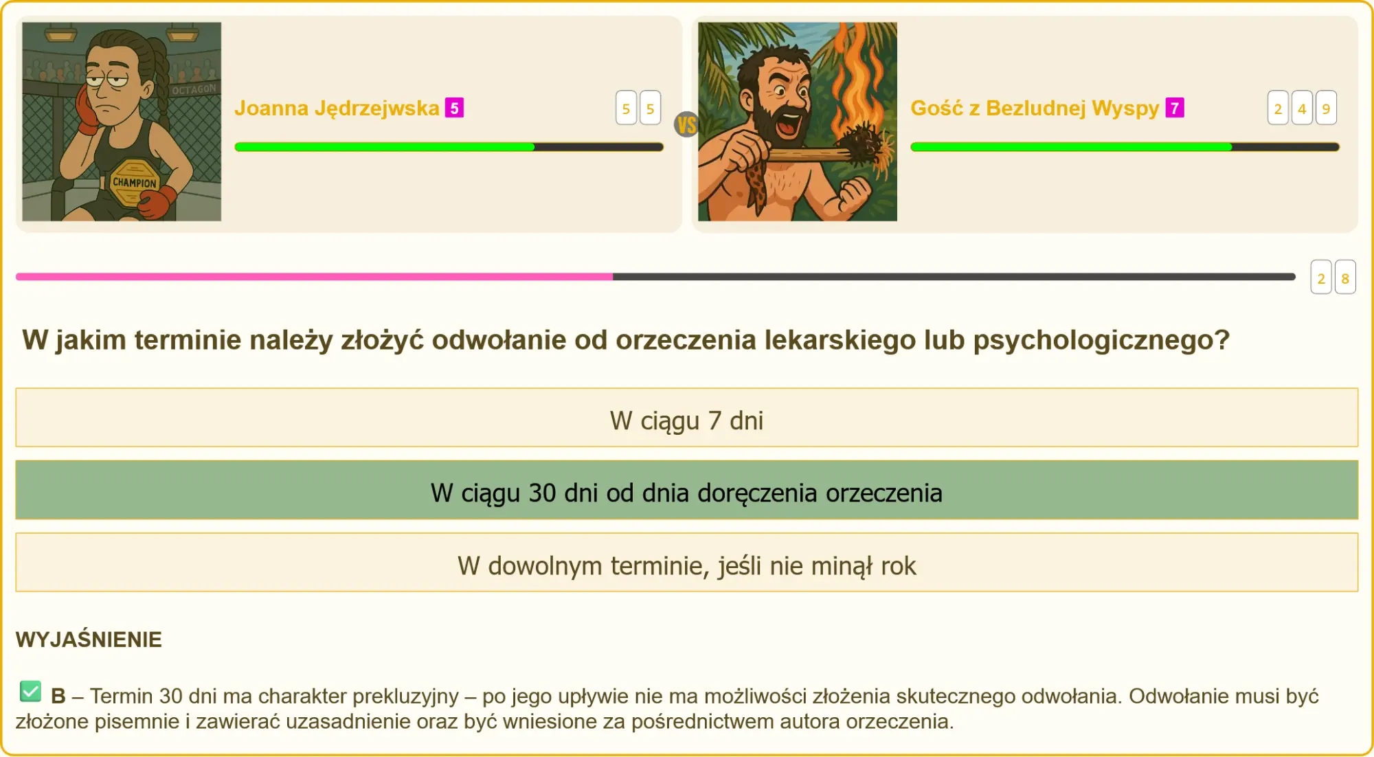 Pojedynek na pytanie testowe o patent strzelecki