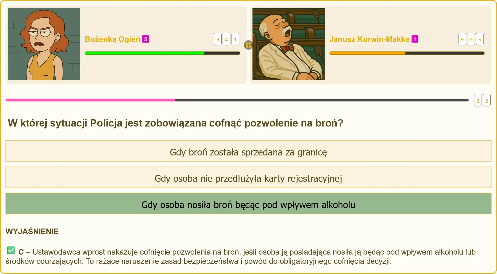 Pojedynek wiedzy na egzaminie na patent strzelecki