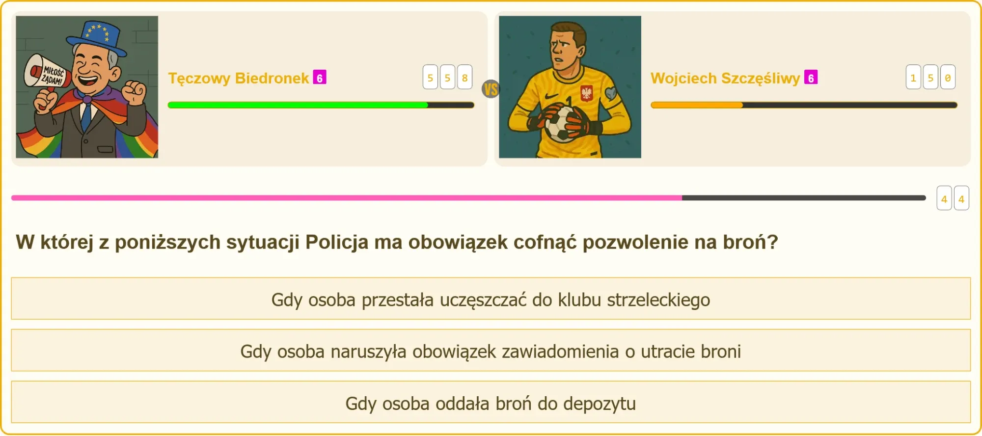 Pytanie testowe na patent strzelecki o cofnięciu pozwolenia na broń