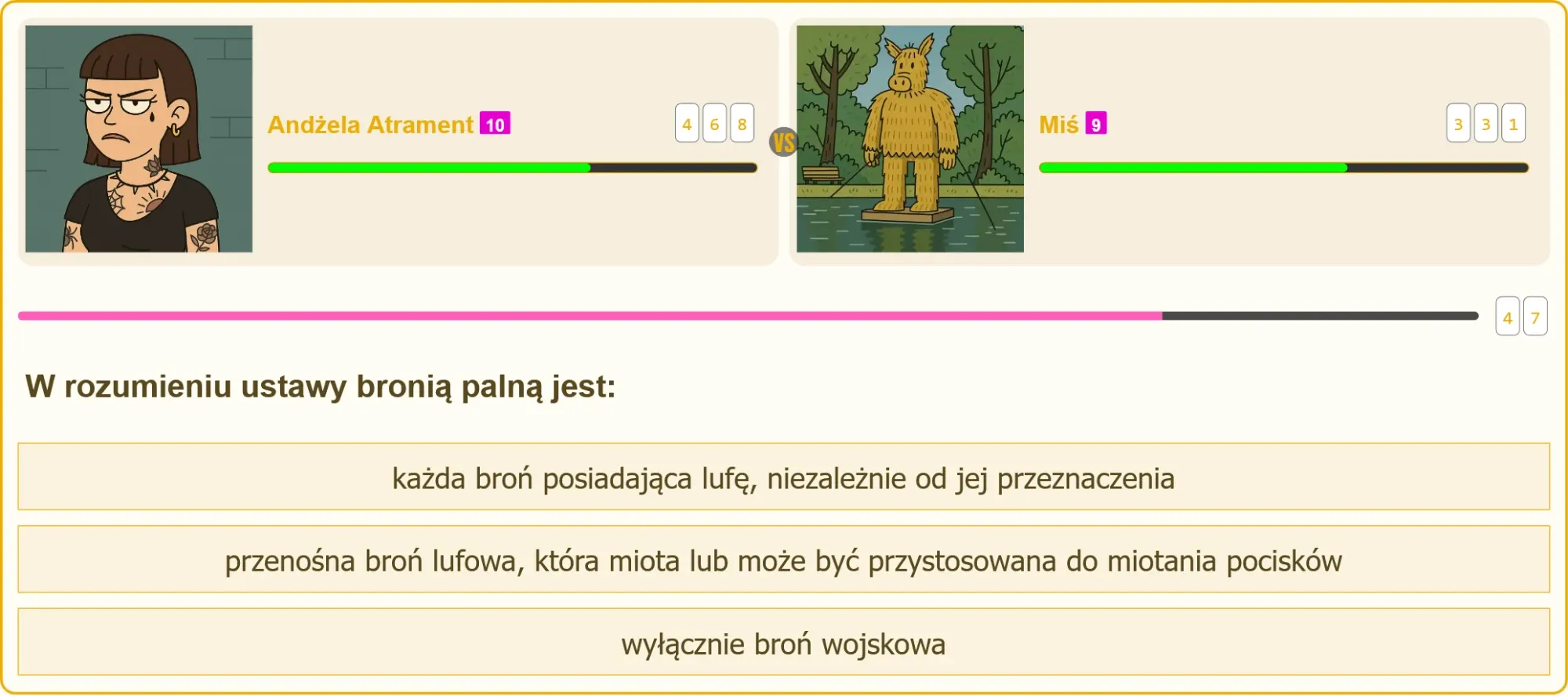 Pojedynek na patent strzelecki - Andżela Atrament vs Miś